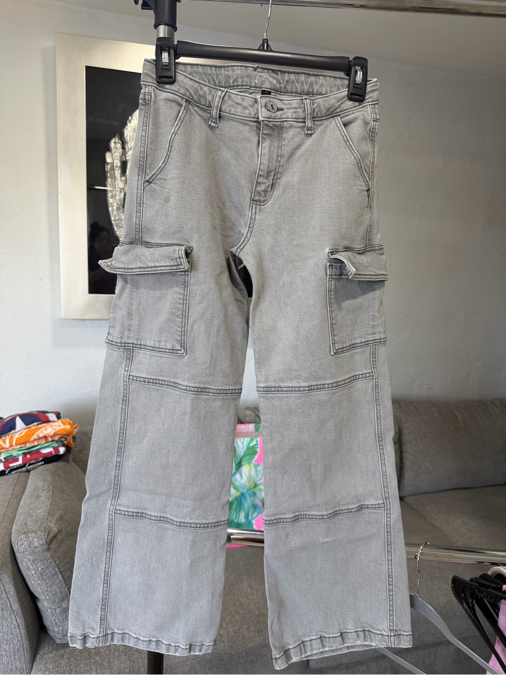 Art Class Kids Gray Cargo Jeans - Classic Utility Style 14